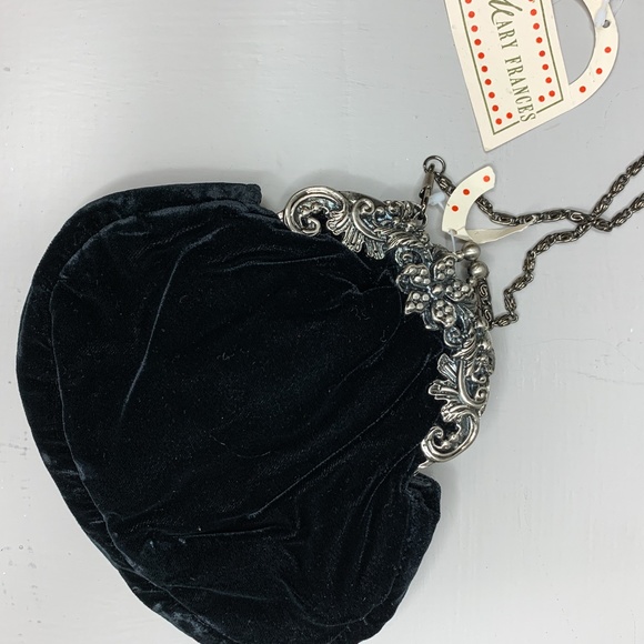 COPY - NWT Mary Francis Cross Body Clutch Velvet Beaded Clam Shell Burgundy - Picture 6 of 13